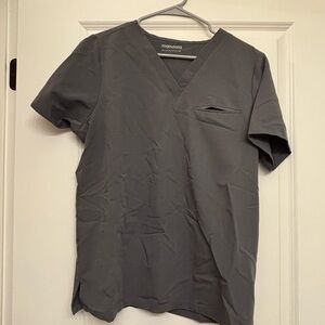 Mandala Gray V-Neck Scrub Top and Jogger Pants Set (Large)
